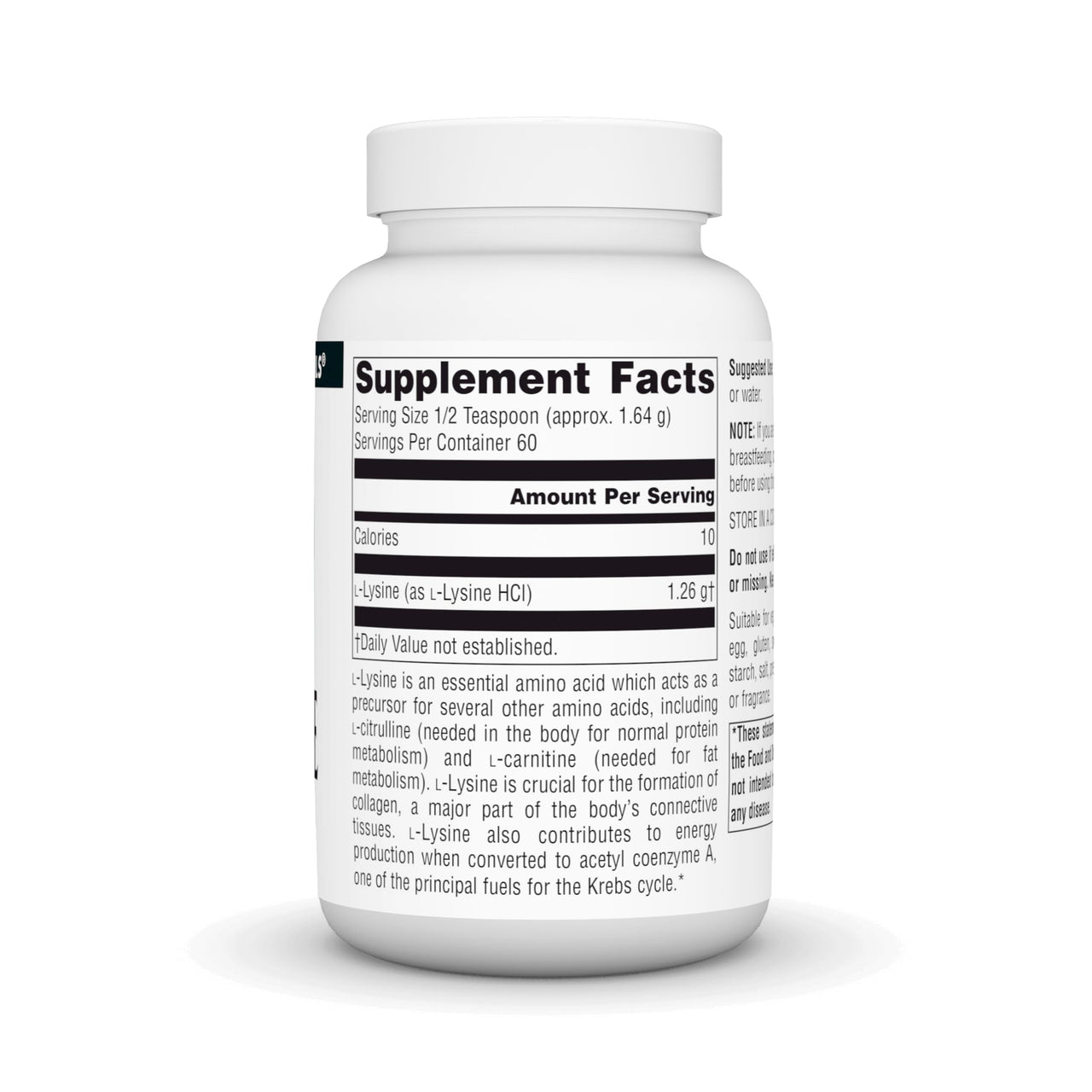 Source Naturals L-Lysine Free Form Powder -Amino Acid Supplement Supports Energy Formation & Collagen* - 100 Grams