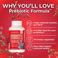 Thumbnail for Health Plus Prebiotic Formula - Probiotics + Prebiotics + Digestive Enzymes - Gluten Free, Dairy Free, Natural Herbal Ingredients (180 Capsules, 60 Servings)