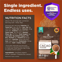 Thumbnail for Navitas Organics Cacao Powder - Cocoa Powder Substitute 1:1, For Hot Chocolate, Baking & More - Regenerative Organic Certified, Non GMO, Fairtrade, Gluten Free, Non-alkalized (16oz. Bag, Pack of 2)