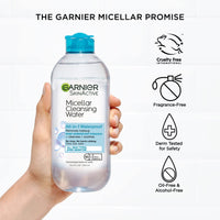 Thumbnail for Garnier Micellar Water For Waterproof Makeup, Hydrating Facial Cleanser & Makeup Remover, Suitable for Sensitive Skin, Vegan, Cruelty Free, 13.5 Fl Oz (400mL), 1 Count