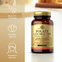 Thumbnail for Solgar Folate 1,333 mcg DFE (Folic Acid 800 mcg) - 250 Tablets, Pack of 2 - Prenatal Support - Non-GMO, Vegan, Gluten Free, Dairy Free, Kosher, Halal - 500 Total Servings