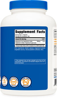 Thumbnail for Nutricost Magnesium Complex 500mg, 240 Capsules - Magnesium Oxide, Citrate, and Glycinate - Gluten Free and Non-GMO