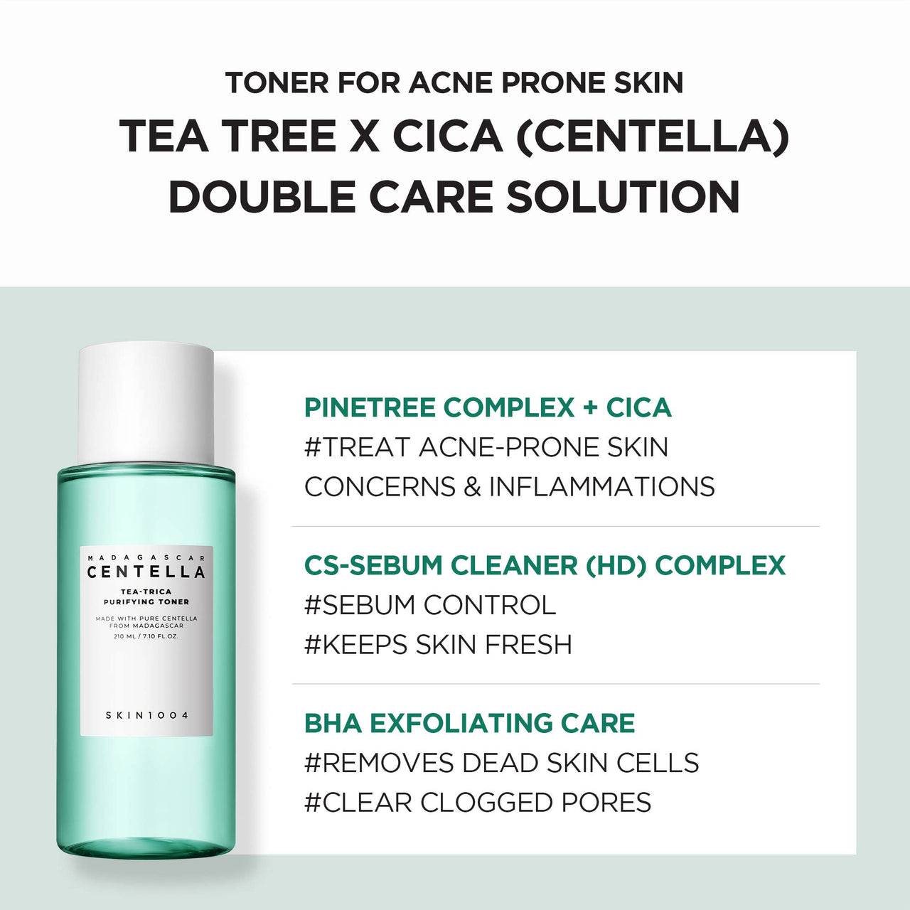 SKIN1004 Tea-Trica Purifying Toner 7.10 fl.oz, 210ml, Soothing Hydration, Acne Care