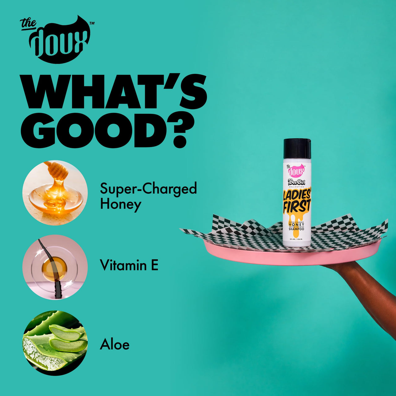 The Doux LADIES FIRST Honey Shampoo - Curl Shampoo with Honey, Aloe, and Vitamins B, C, and E - Shampoo for Women