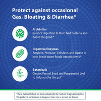 Thumbnail for Florastor Advanced Gas and Bloat Probiotic, Digestive Enzymes and Botanicals, Plus Probiotics for Digestive Health, 30 Capsules