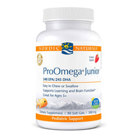 Thumbnail for Nordic Naturals ProOmega Junior - Fish Oil, 340 mg EPA, 245 mg DHA, Support for Healthy Neurological, Nervous System, Eye, and Immune System Development*, Strawberry Flavor, 90 Soft Gels