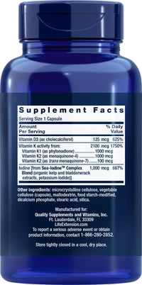 Thumbnail for Life Extension Vitamins D and K with Sea-Iodine, 90 Capsules