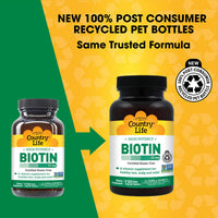 Thumbnail for Country Life High-Potency Biotin 10mg - Vegan & Gluten-Free Biotin Supplement for Skin & Nails, Energy Metabolism - Biotin 10000mcg Capsules