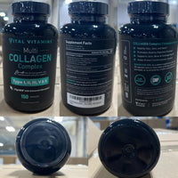 Thumbnail for Vital Vitamins Multi Collagen Capsules - Type I, II, III, V, X - Grass-Fed, Collagen Peptides Supplements, Non-GMO - for Men & Women - 150 Count