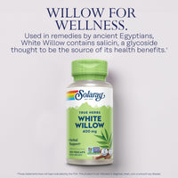 Thumbnail for SOLARAY White Willow Bark Capsules 400 mg for Men & Women - Natural Herbal Supplement, White Willow Herb Caps for Wellness Support, Non GMO, Vegan - 100 Veg Caps