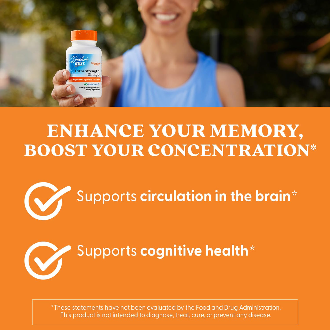 Doctor's Best Extra Strength Ginkgo, Non-GMO, Gluten Free, Vegan, Soy Free, Promotes Mental Function and Memory, 120 mg, 120 Count (Pack of 1)