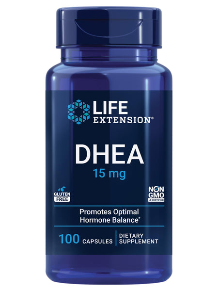 Life Extension DHEA 15 mg – Hormone Balance Supplement, Memory, Muscle Mass and Bone Density Support, Healthy Sex Drive, Gluten-Free, Non-GMO, 100 Capsules