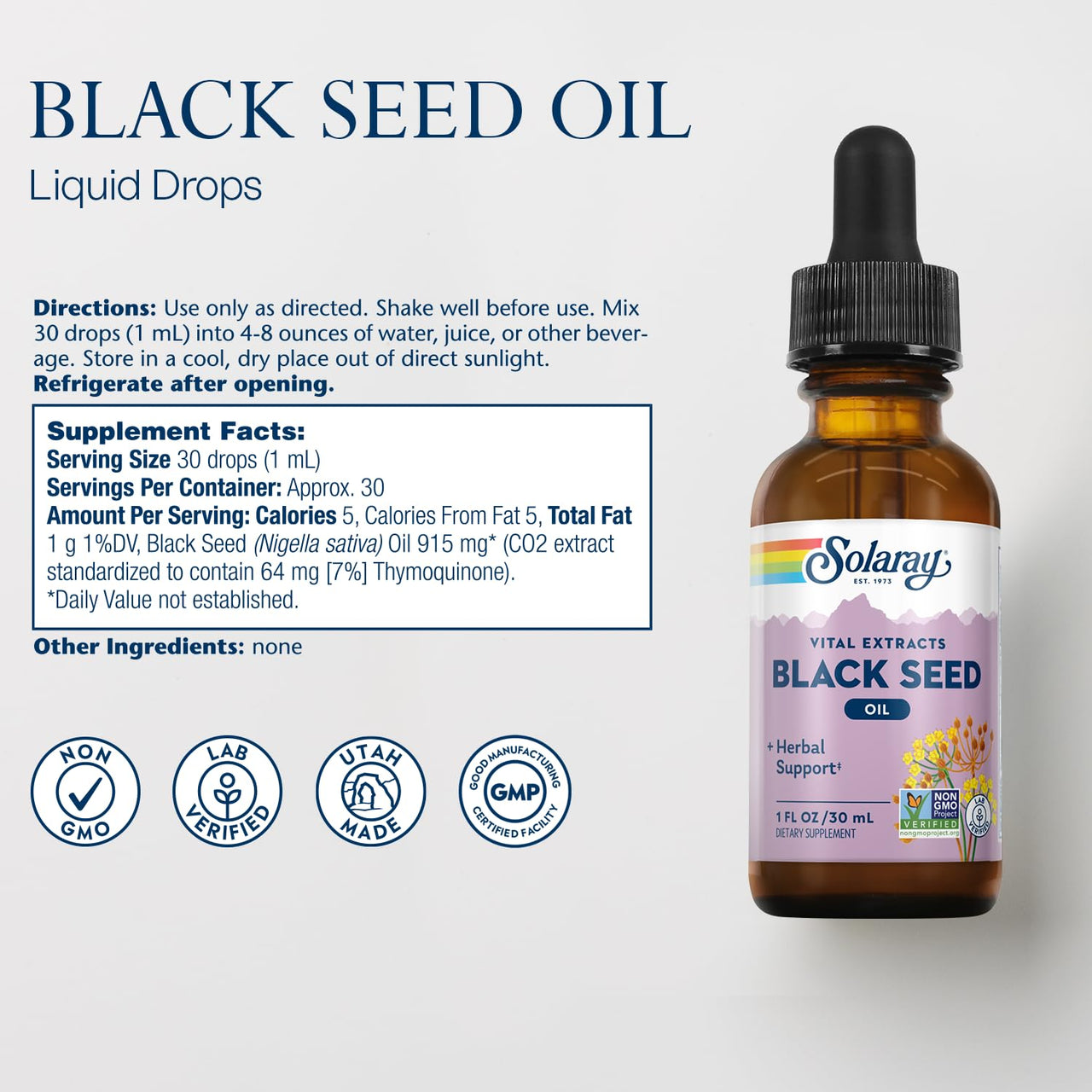 Solaray, Black Seed 7% Thymoquinone, 1 Fl Oz