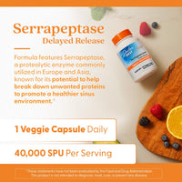 Thumbnail for Doctor's Best Serrapeptase Supplement for Men & Women - Proteolytic Enzyme for Sinus & Immune Health Support, 40,000 SPU per Veggie Capsule, Non-GMO & Vegan Formula - 90 Veg Caps