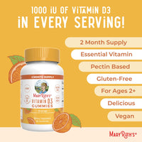 Thumbnail for MaryRuth Organics Vitamin D3 Gummies | 2 Month Supply | Adults & Kids Vitamin D Gummy | Immune Support Supplement | VIT D3 1000IU for Bone Health&Muscle Function | Vegan | Non-GMO | Gluten Free | 60