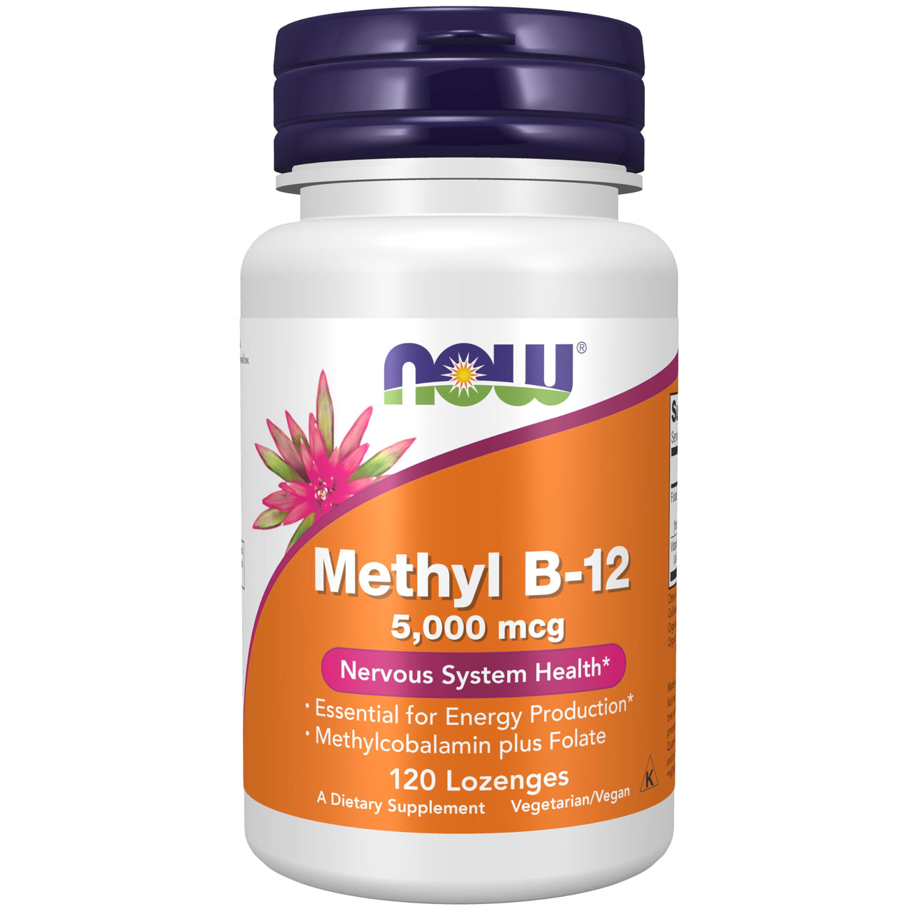 NOW Foods Supplements, Methyl B-12 (Methylcobalamin) 5,000 mcg, Nervous System Health*, 120 Lozenges