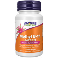 Thumbnail for NOW Foods Supplements, Methyl B-12 (Methylcobalamin) 5,000 mcg, Nervous System Health*, 120 Lozenges