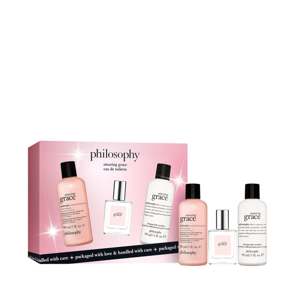Image 1 of philosophy Amazing Grace 0.5 fl oz EDT + 3 fl oz Shower Gel + 3 fl oz Body Emulsion 3-pc Set (Holiday FY26)