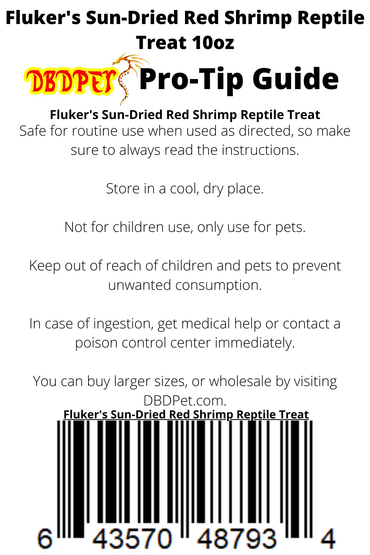 DBDPet Fluker's Sun-Dried Red Shrimp Reptile Treat 10oz - Includes Attached Pro-Tip Guide