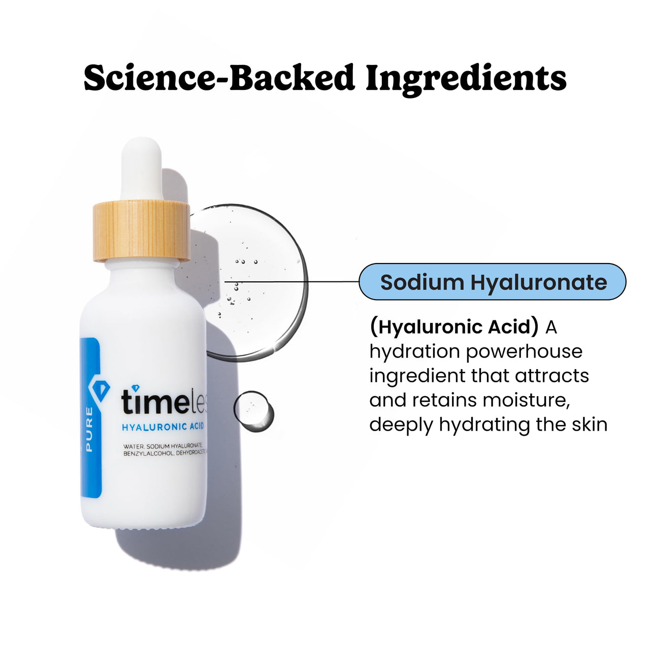 Timeless Skin Care Hyaluronic Acid 100% Pure Serum - Hydrating Face Serum for Personal Care - Fragrance-Free - Hyaluronic Acid - for Skin Care - 2 oz