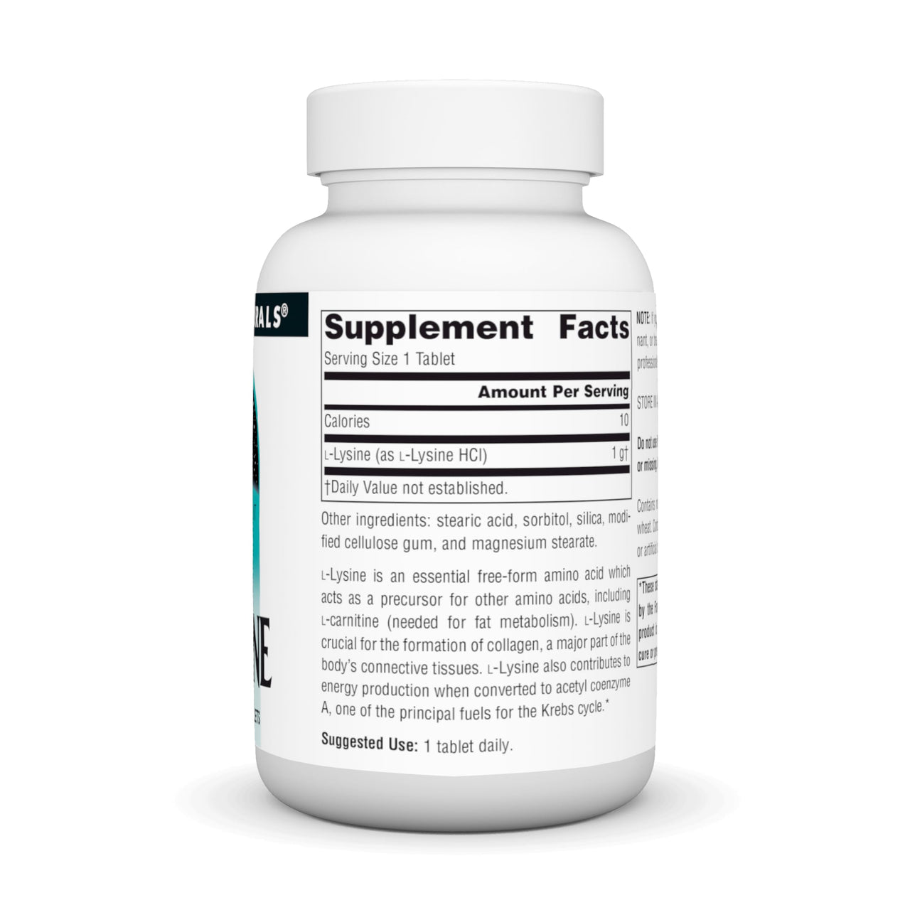 Source Naturals L-Lysine Free Form, 1,000 mg - Amino Acid Supplement Supports Energy & Formation of Collagen* - 50 Tablets