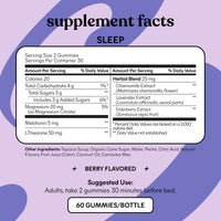Thumbnail for Lemme Sleep Gummies with 5mg Melatonin, Elderberry, Magnesium, L-Theanine, Chamomile and Lavender, Drug-Free Nighttime Sleep Aid, Gluten Free, Gelatin Free, Non GMO, Berry Flavored (60 Count)