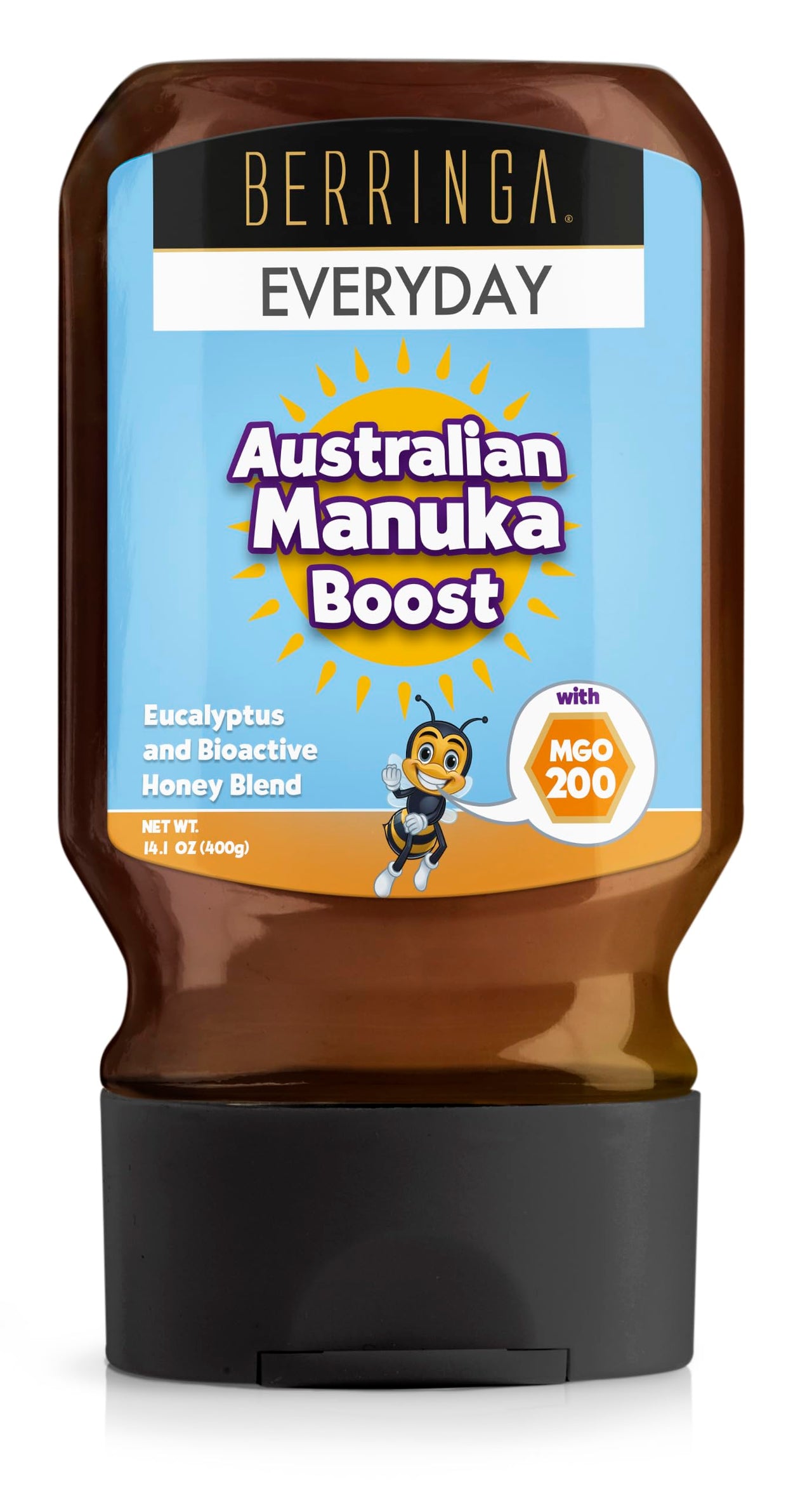 Berringa Everyday Australian Manuka Boost Honey with MGO 50, Eucalyptus and Bioactive Blend, 14.1 oz (200 MGO)