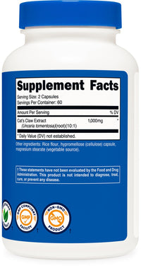 Thumbnail for Nutricost Cat's Claw 1000mg, 120 Capsules - Vegetarian Caps, Non-GMO and Gluten Free, 60 Servings