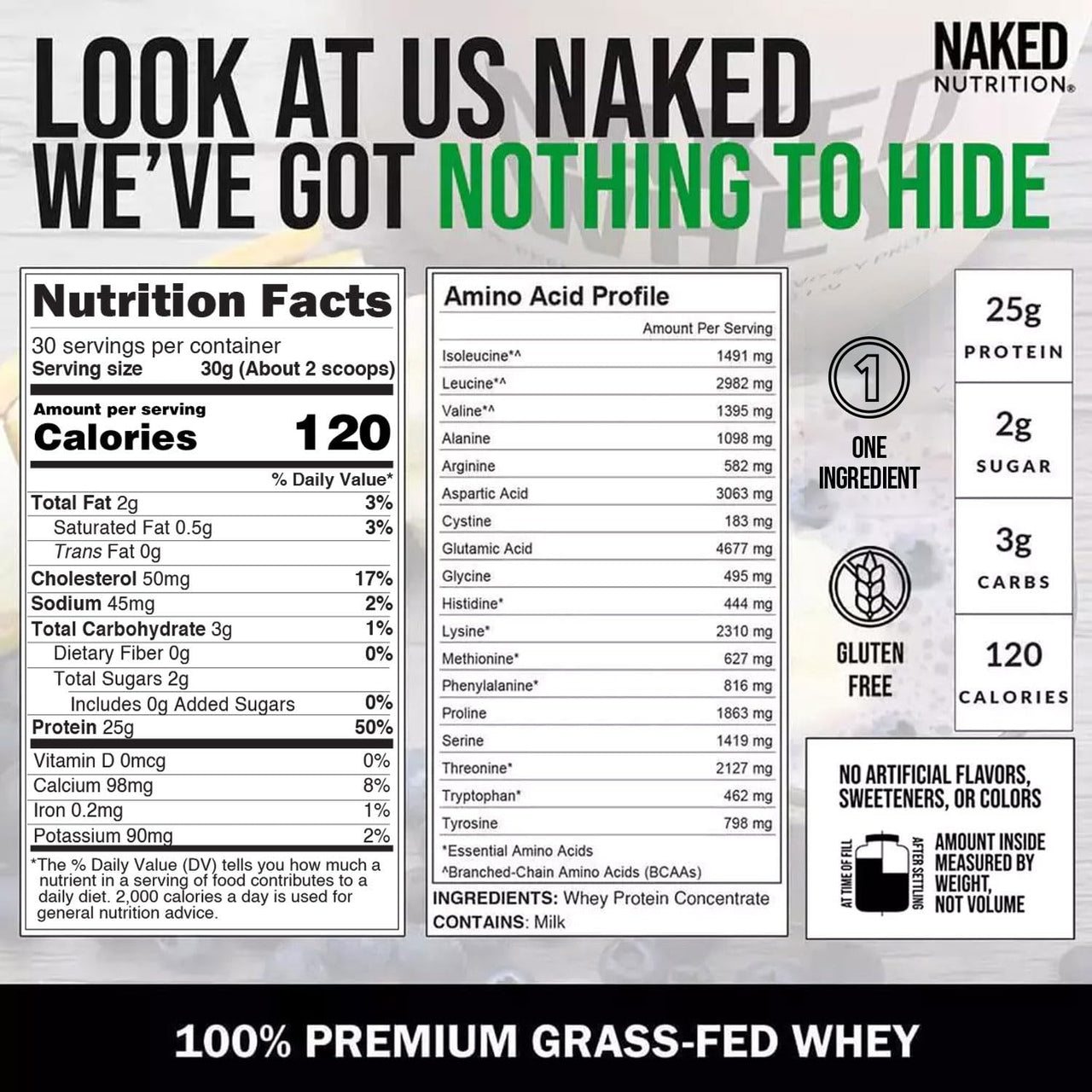 NAKED Whey Protein Powder 2LB (Unflavored) + Casein Protein Powder 2LB (30 Servings) – GMO-Free, Gluten Free, Soy Free, Preservative Free