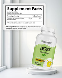 Thumbnail for NaturalSlim Natural Potassium Citrate Gluconate 99 mg - Kadsorb Supports Electrolyte Balance & Normal pH - Absorbable Potassium Supplements with Essential Minerals - Non GMO 400 Capsules 1 Pack
