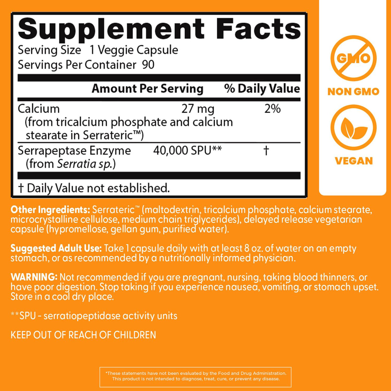 Doctors BEST Serrapeptase, 40,000 SPU, Supports Sinus Health, Non-GMO, Vegan 90 Veggie Caps