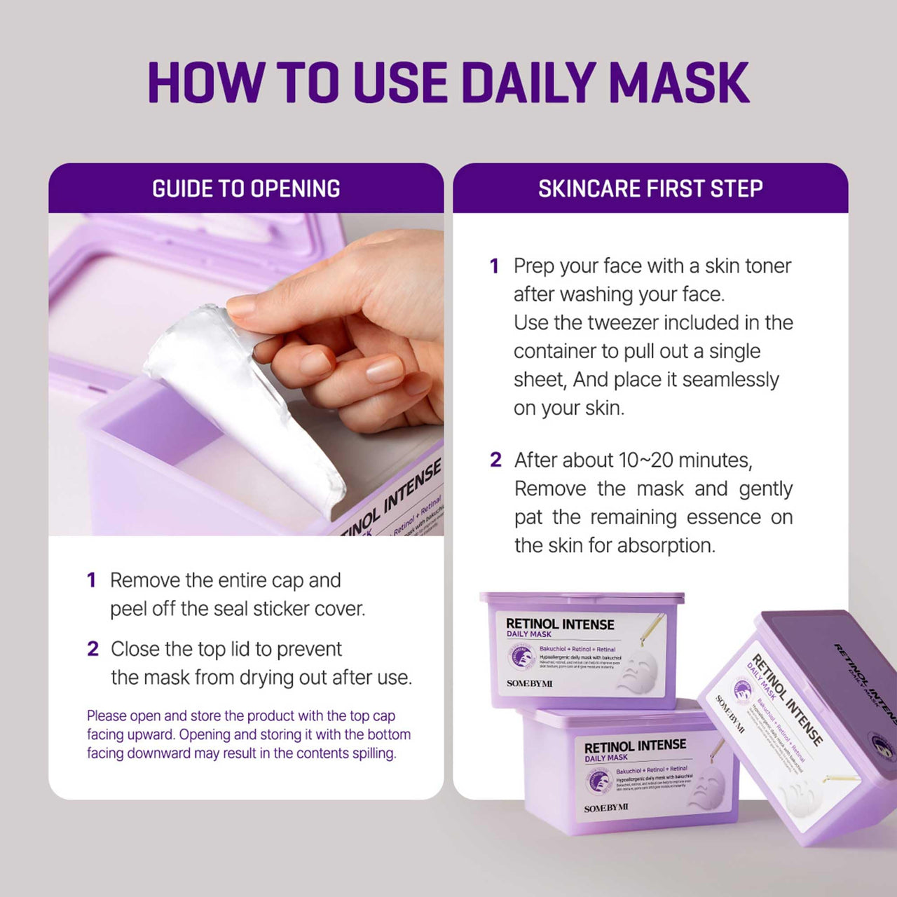 SOME BY MI Retinol Intense Daily Mask - 30 Sheets, 11.8Oz - Mild Korean Retinol Vegan Face Sheet Mask for Glass Skin Routine - Skin Texture, Elasticity and Aging Sign Care - Korean Skin Care