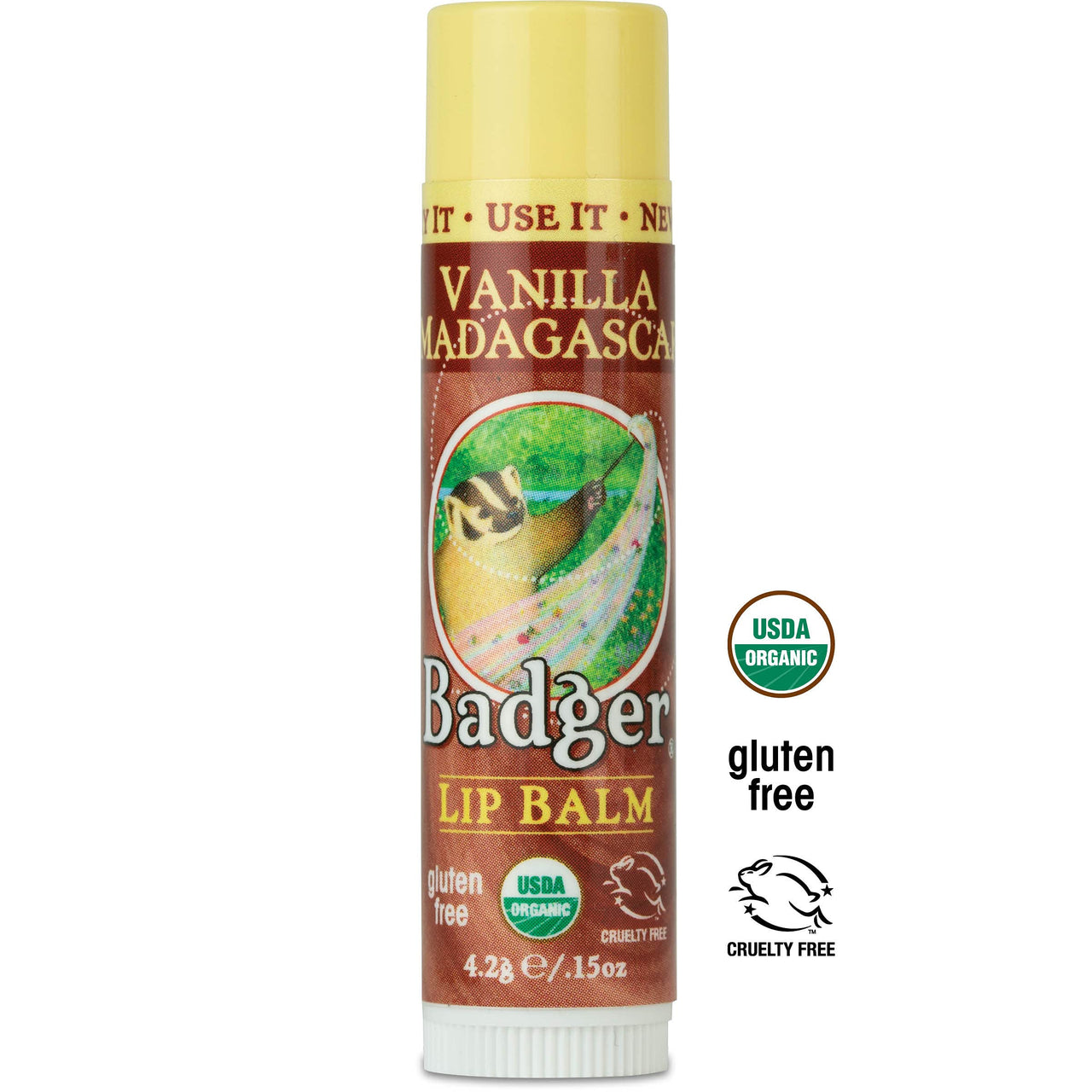 BADGER Organic Vanilla Classic Lip Balm, 0.15 OZ