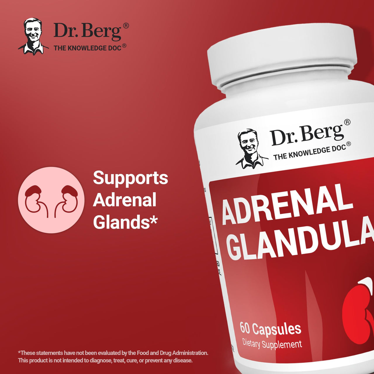 Dr. Berg Adrenal Glandular - Hormone Balance Formula That Supports Healthy Adrenal Function - Adrenal Support Supplement - 60 Capsules