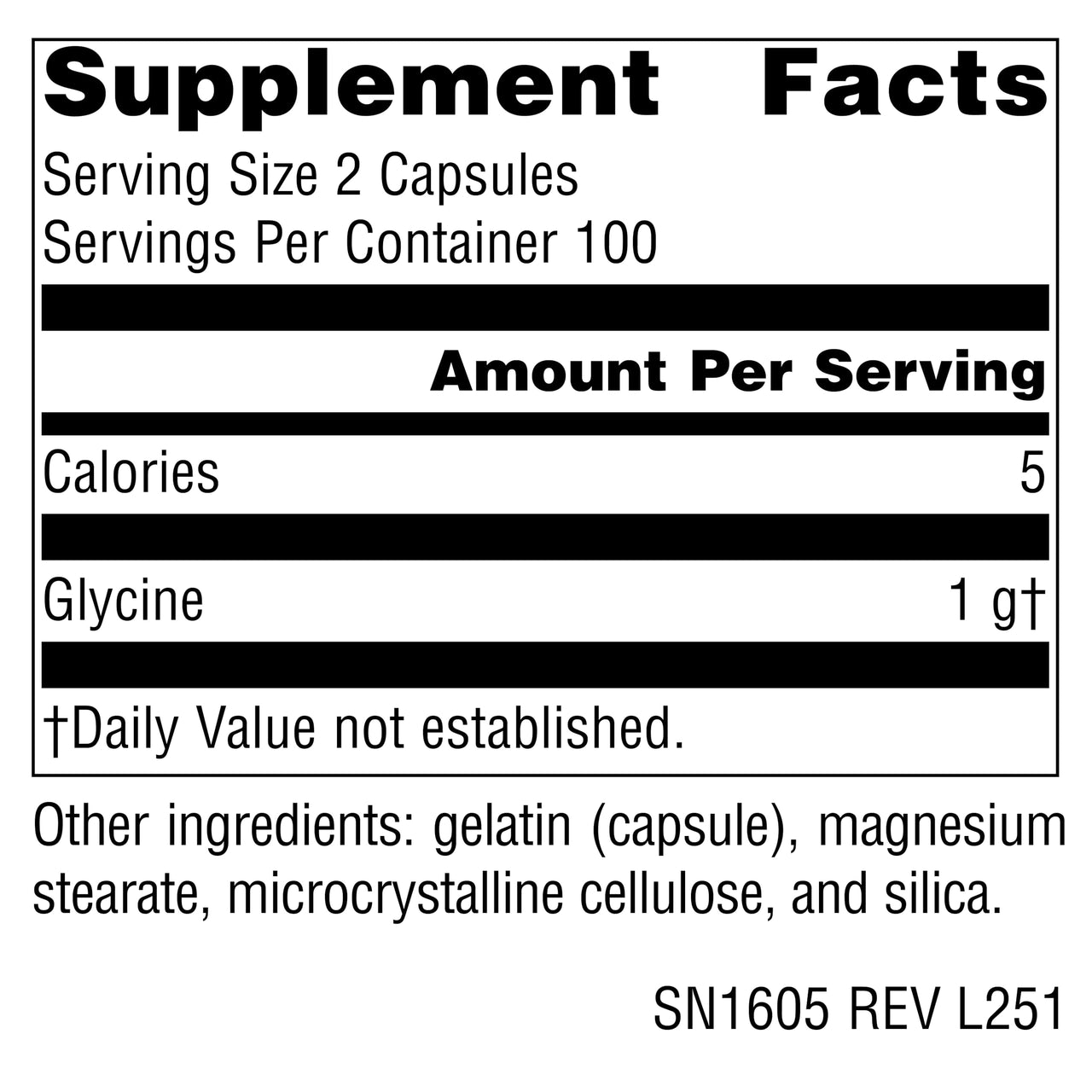 Source Naturals Glycine - 500 mg - 200 Capsules