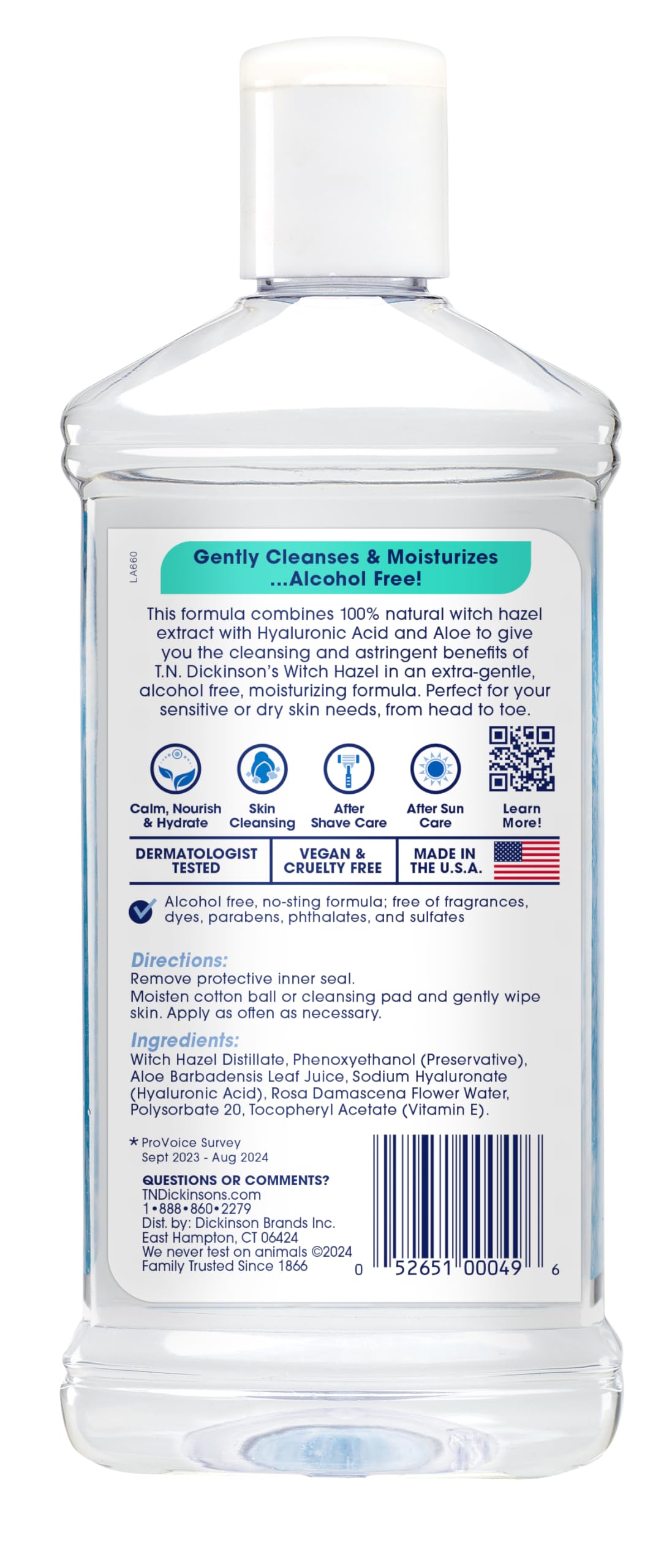 T.N. Dickinson's Witch Hazel Alcohol Free Moisturizing Astringent | 100% Natural Witch Hazel | Calms, Nourishes, Hydrates Skin | for Face & Body | 16 Fl Oz
