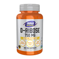Thumbnail for NOW Sports Nutrition, D-Ribose 750 mg, Certified Non-GMO, Energy Production*, 120 Veg Capsules