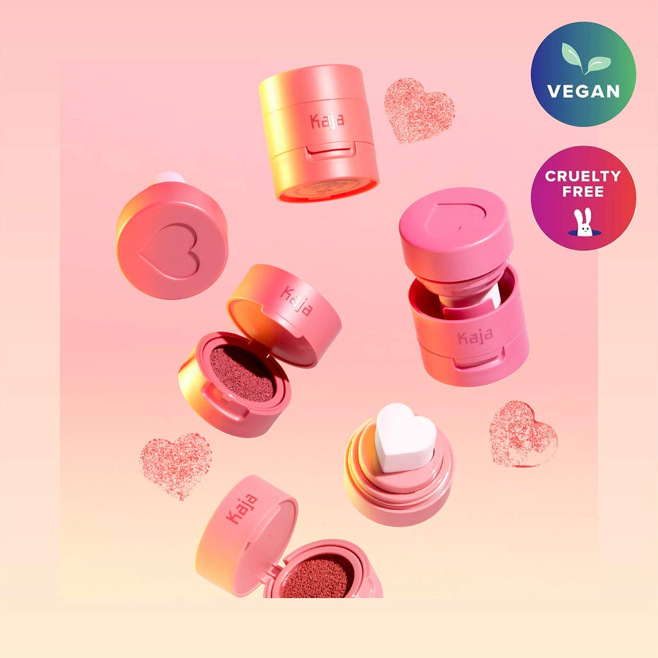KAJA Blusher - Cheeky Stamp 02 Saucy | Kbeauty, Cute Makeup, Buildable & Blendable Shade with Heart-shaped Applicator, Sunkissed Finish, Travel size, Hygienic, Portable, Korean Makeup, 0.17 Oz