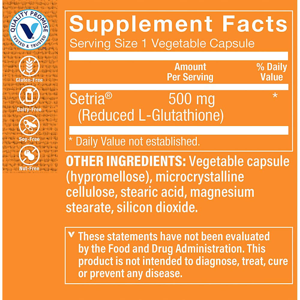 The Vitamin Shoppe Reduced Gluthathione 500MG, Antioxidant Supplement That (60 Capsules)
