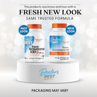 Thumbnail for Doctors Best Trans-Resveratrol 100, Resveratrol with Red Wine Polyphenol (ResVinol), Non-GMO, Gluten Free, Soy Free, Vegan 60 Veggie Caps