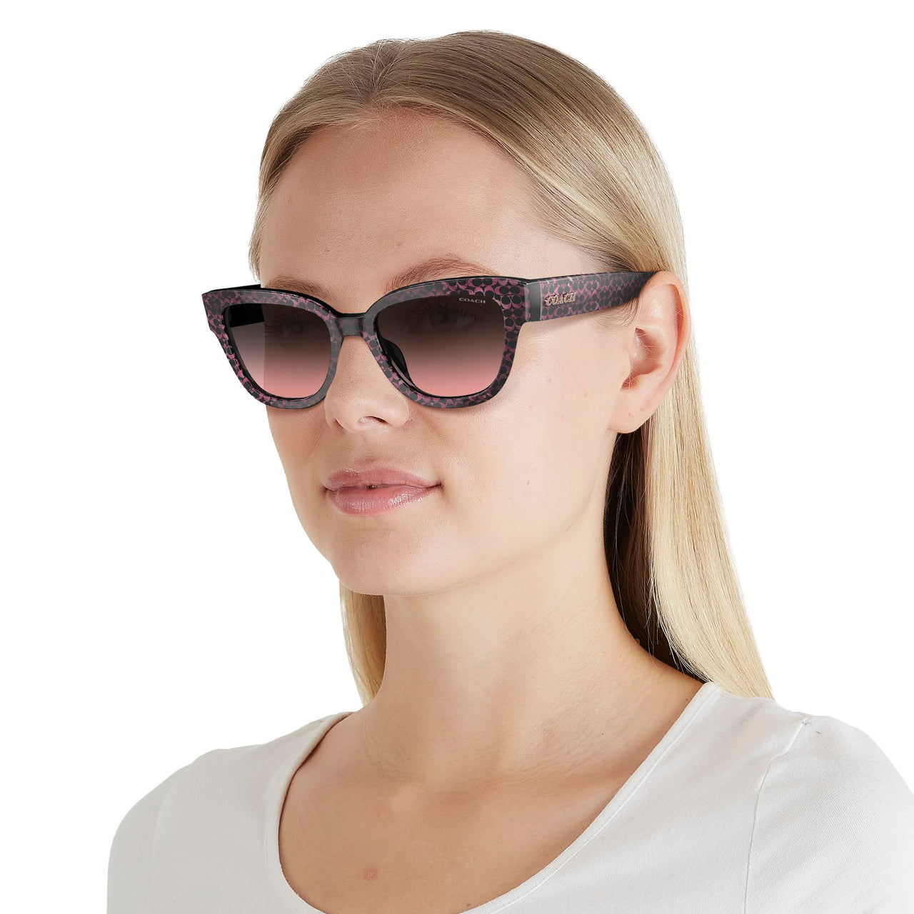 COACH Sunglasses HC 8379 U 578346 Cl920 Ruby Pearl Signature C G