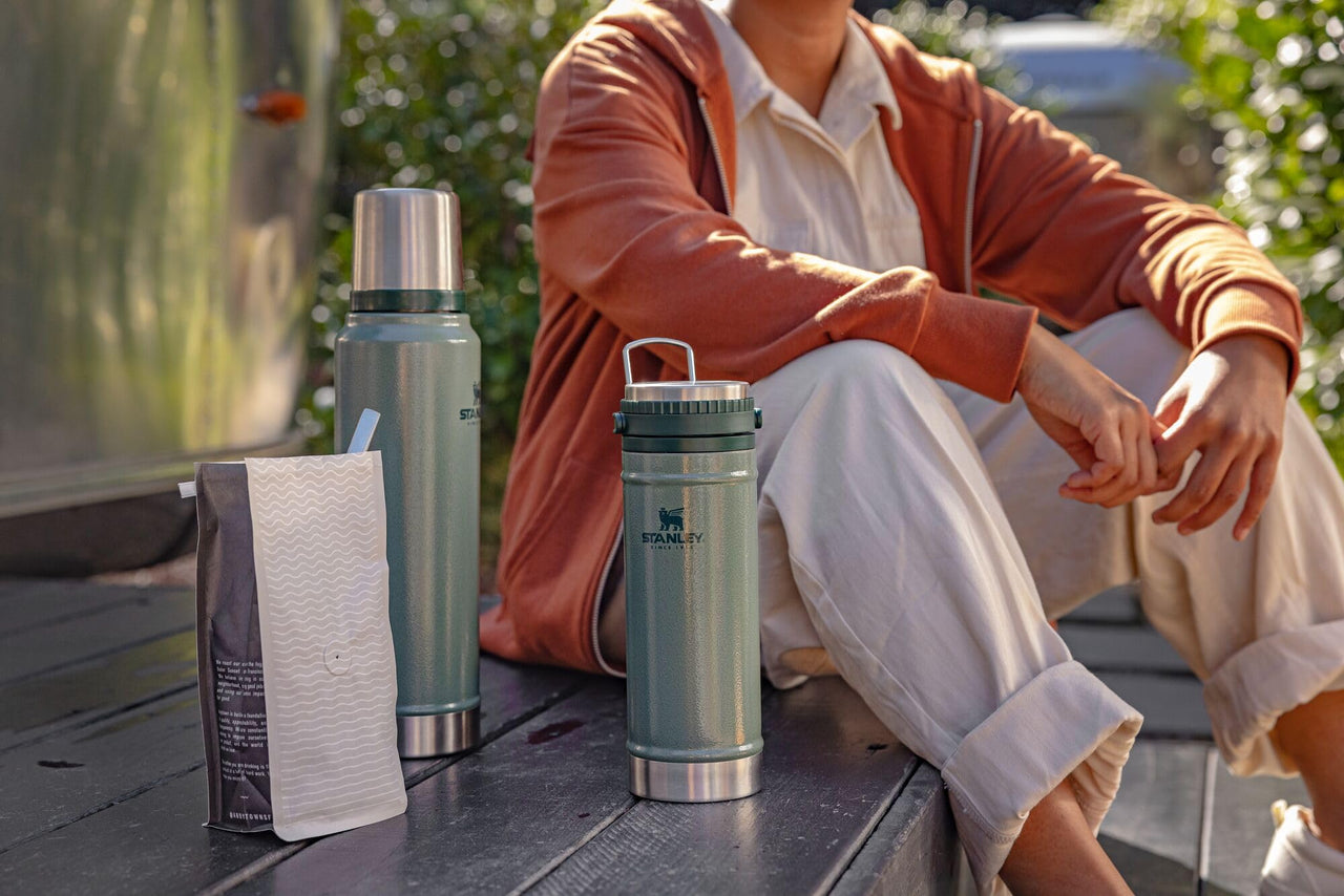 Stanley Travel Mug with Integrated French Press 16 oz | 5 Minute Brew, 4 Hours Hot,Leakproof Lid | Mesh Filter for Coffee Grounds | Insulated Stainless Steel Coffee Maker | BPA-Free | Hammertone Green