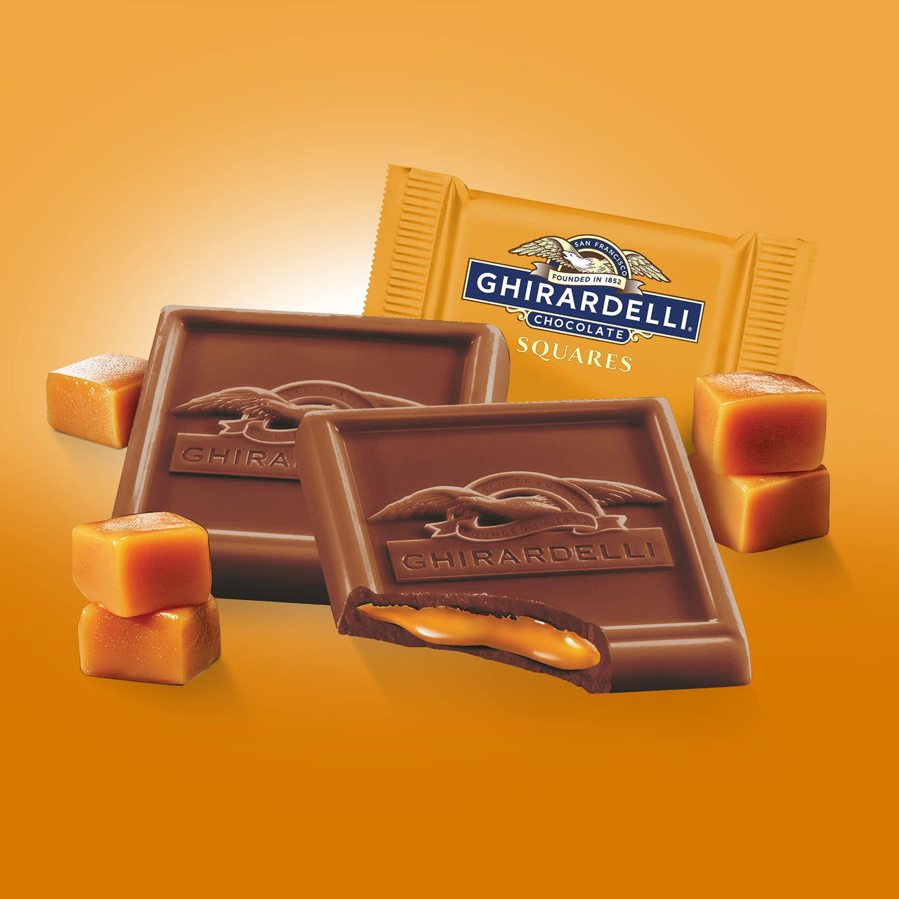 Ghirardelli Chocolate Squares, Milk Chocolate with Caramel Filling, Individually Wrapped, For Gifts And Special Occasions, Bulk Pack Of 2 Pounds