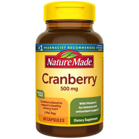 Thumbnail for Nature Made Cranberry Supplement 500mg with Vitamin C for Immune & Antioxidant Support, Cranberry Blend for Urinary Tract Health, One Per Day, 60 Capsules