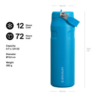 Thumbnail for Stanley IceFlow Flip Straw 2.0 Water Bottle 24 OZ | Built-In Straw with Larger Opening | Lightweight & Leak-Resistant | Insulated Stainless Steel | BPA-Free | Azure