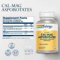 Thumbnail for Solaray Calcium & Magnesium Asporotate 2:1, Capsule (Btl-Plastic) | 120ct