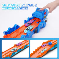 Thumbnail for VATOS Toddler Truck Toy - Ejection Folding Dinosaur Track, Portable Truck Car with 8 Race Cars, Best Gift Toy Cars Set for Toddlers 3 4 5 6 7 Years Old