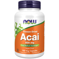 Thumbnail for NOW Foods Supplements, Acai 500 mg, Freeze-Dried Super Fruit with Polyphenols, Ellagic Acid, Rutin, Anthocyanins and Catechins, 100 Veg Capsules