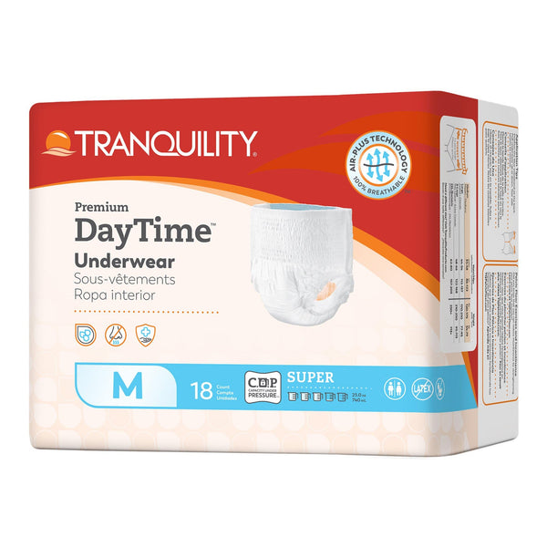 Tranquility Premium Daytime Disposable Absorbent Underwear (18 Count) - M, 34-48 in. Waist - Super Absorbency, Breathable All-Day Comfort - Adult Diapers