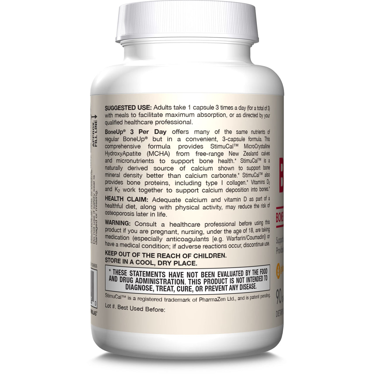 Jarrow Formulas BoneUp Three Per Day for Bone Density and Skeletal Nutrition, Includes Vitamin D3, K2 (as MK-7) and Calcium, 90 Capsules, 30 Day Supply